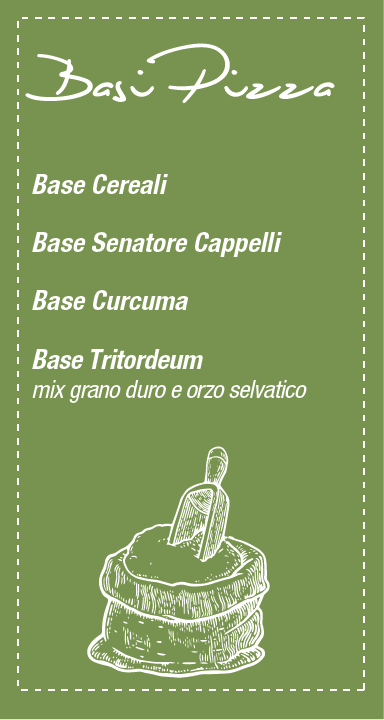 Pizze con base cereali, Senatore Cappelli, curcuma, grano duro e orzo, da Spiriti Gourmet a Lecce Pizze con basi speciali - Spiriti Gourmet